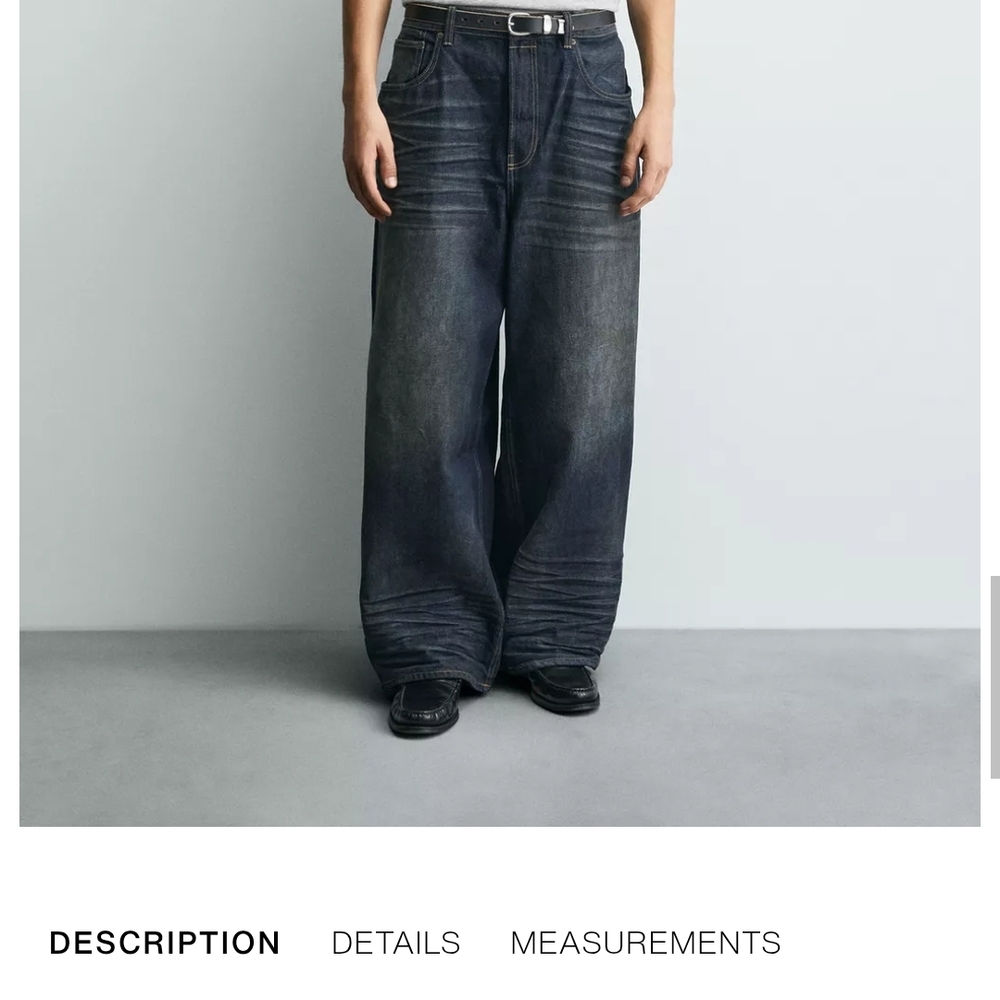 Zara Men's Straight Jeans - Dark Blue